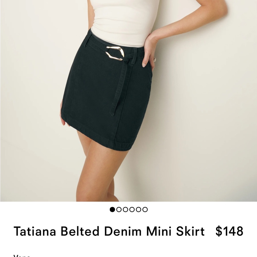 BRAND NEW reformation black denim mini skirt